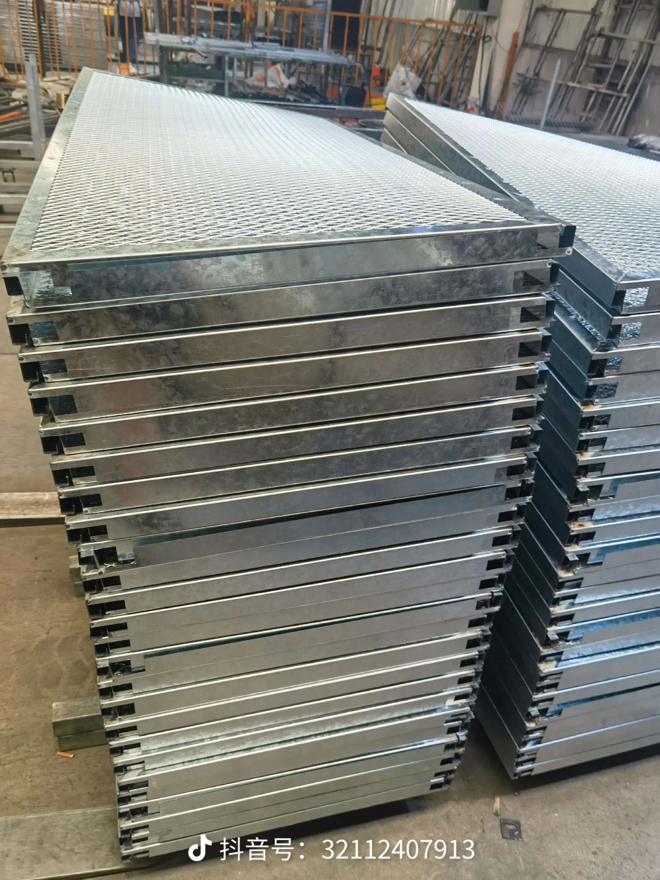 Stacked framed expanded metal mesh panels